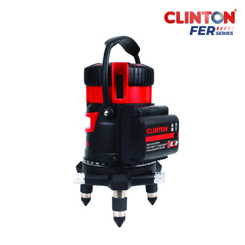 เครื่องวัดระดับเลเซอร์-5-เส้น-แสงสีแดง-clinton-รุ่น-fer-laser5red-เครื่องวัดระดับ-งานก่อสร้สง-งานช่าง-วัดระดับเลเซอร์