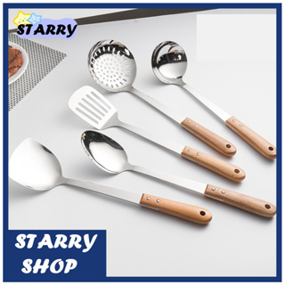 KOALA 1อย่าง/5อย่าง ตะหลิด้ามไม้ อุปกรณ์เครื่องครัว อุปกรณ์ทำอาหาร ตะหลิวทำอาหาร จับถนัดมือ Stainless steel kitchenware