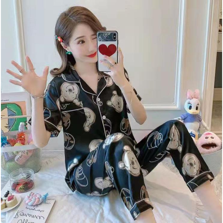 ราคาถูกที่สุด-m-5xl-ราคาต่ำสุด-ชุดนอนผ้าซาตินสไตล์เกาหลี-ลายสวยๆ-เสื้อคาร์ดิแกน-สวมใส่สบาย-7-สไตล์-ขายาว-คาร์ดิแกน