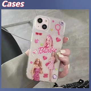 คูปองเคลม🎀เคสไอโ case for iphone 11 12 แฟชั่นตุ๊กตาบาร์บี้น่ารักแบบง่ายๆ เคส 14 13 12 11 pro max เปลือกนิ่ม