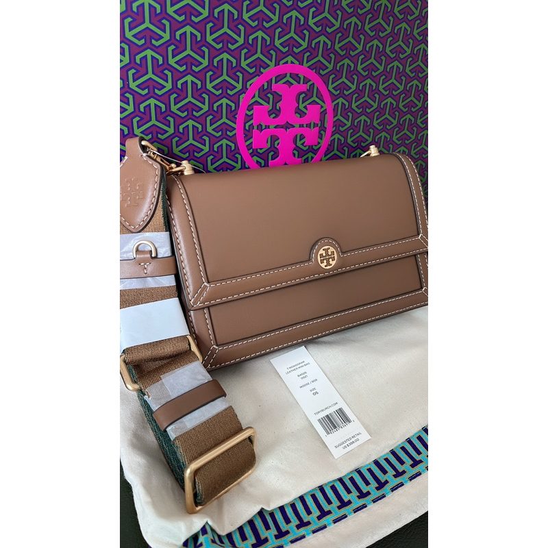 พร้อมส่ง-sale-11799-ถูกเฟร่องานช็อป-tory-burch-t-monogram-mini-leather-shoulder-bag-สี-moose-สวยหรู