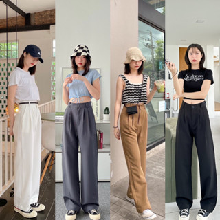 สินค้า HELLOYELLOWLAND  | iwory pants กางเกงผ้าทรงกระบอกกางเกงขากระบอก