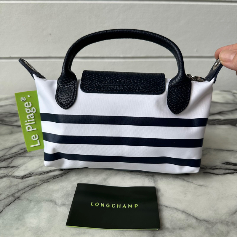 แท้-พร้อมส่ง-lc-longchamp-le-pliage-striped-pouch-สี-navy-white