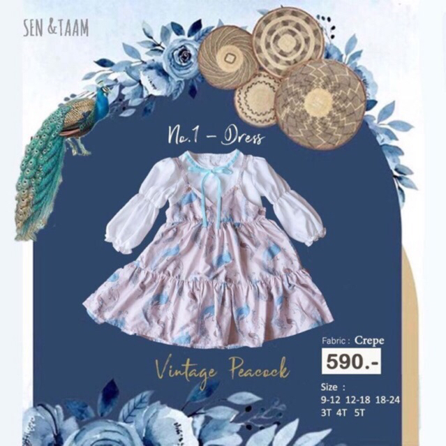 used-like-new-sen-amp-taam-vintage-peacock-no-1-dress-12-18-ขายพร้อมโบว์