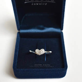 แหวนเงินแท้ 925 ชุบเคลือบทองคำขาว ประดับเพชร CZ Swiss Diamond เกรดพรีเมี่ยม [ Ally - Allure Jewelry ]