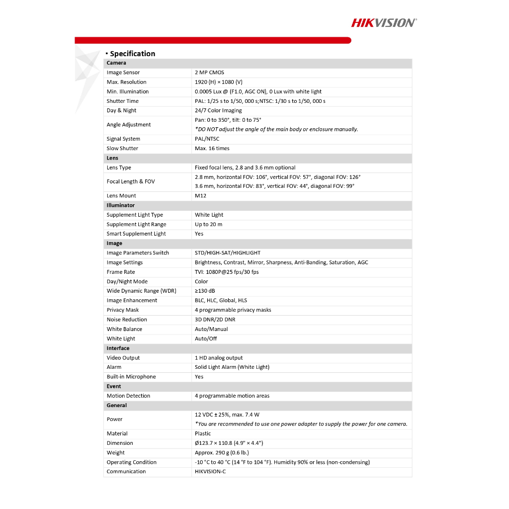 hikvision-กล้องวงจรปิด-2mp-ภาพสี24ชม-มีไมค์ในตัว-ปรับหมุนซ้าย-ขวา-ก้ม-เงยได้-รุ่น-ds-2ce70df3t-pts-เลนส์-3-6mm