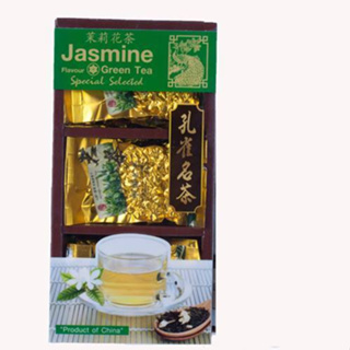 [WAFFLE] ใบชาเขียว อบมะลิ ตรานกยูง Jasmine Green Tea 1 กล่อง (กล่องละ 9 ซอง ซองละ 10 กรัม)