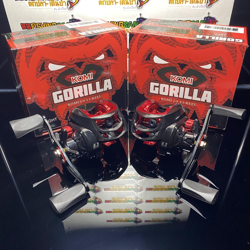 รอกหยดน้ำ-komi-gorilla-black-red-มีทั้งหมุนขวาและหมุนซ้าย-รอกตีเหยื่อปลอม-รอกเบท-รอกหยดน้ำสำหรับตกปลา