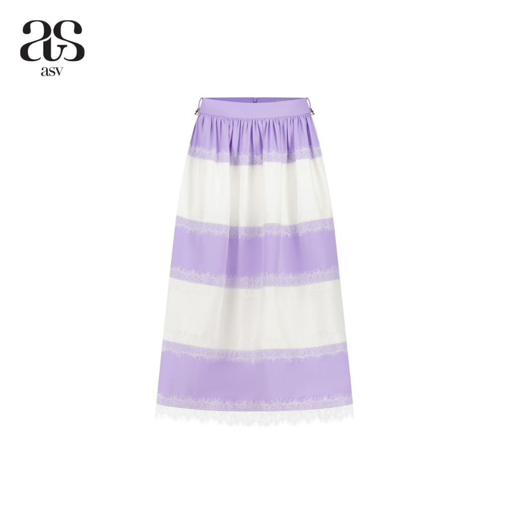 asv-pf23-viola-lace-flare-skirt-กระโปรงผู้หญิง-ทรงเอ-เอวสูง-แต่งผ้าลูกไม้-ผ้าโพลีเอสเตอร์