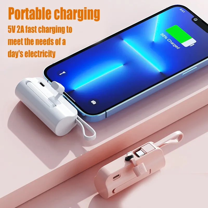 แบตสำรอง-5000mah-2a-power-bank-ชาร์จเร็ว-สำหรับip-type-c-มาพร้อมสายชาร์จ-fast-quick-charge