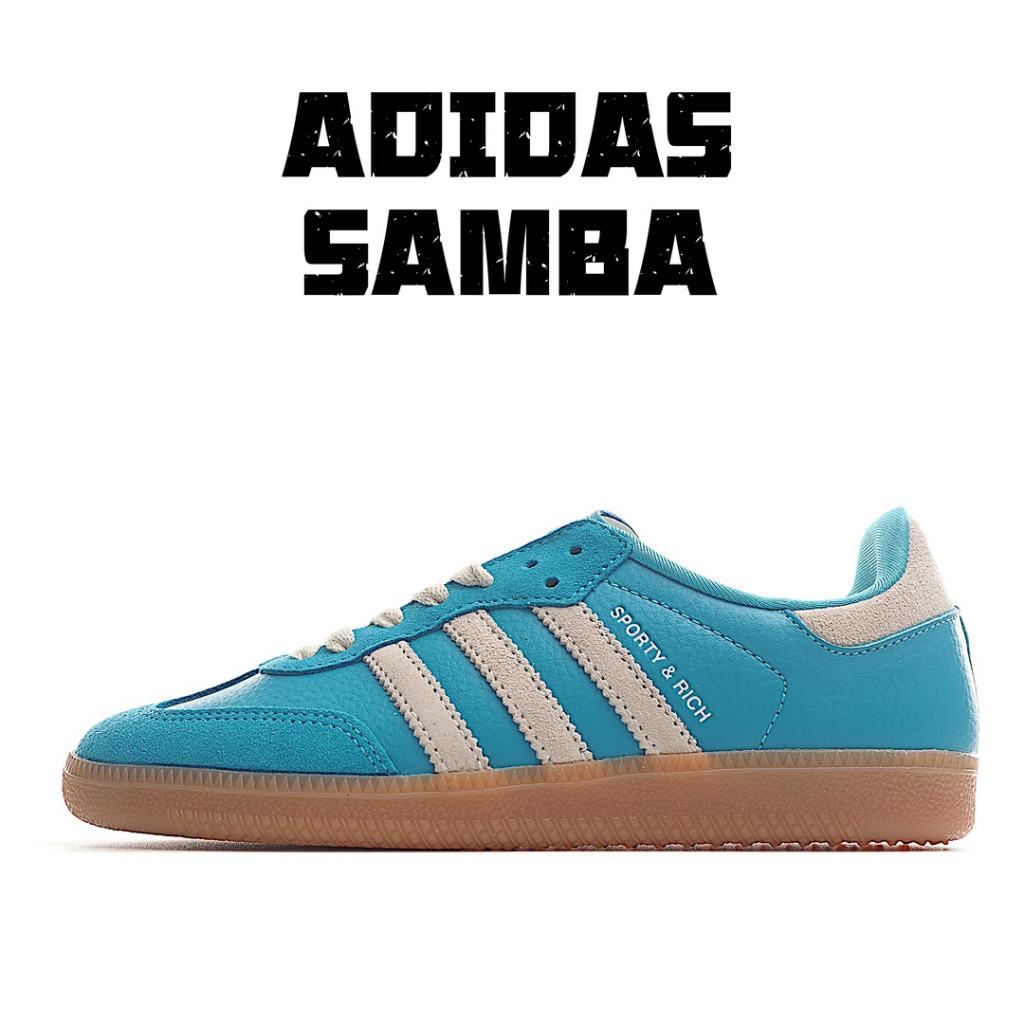 adidas-original-samba-team-ข้าวขาวน้ำเงิน-ลื่นสไตล์วินเทจแฟชั่นต่ำด้านบนกีฬารองเท้าลำลอง-แท้100-ผู้ชายผู้หญิงcampus