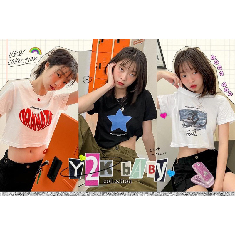 มาใหม่ล่าสุด-เสื้อครอป-baby-tee-cotton-100