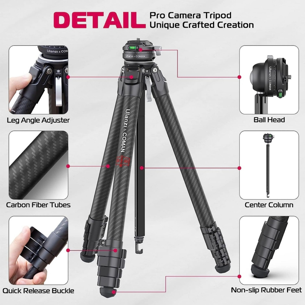 ulanzi-coman-zero-y-profesional-carbon-travel-tripod-ขาตั้งกล้องเดินทาง-น้ำหนักเบา-คุณภาพสูง