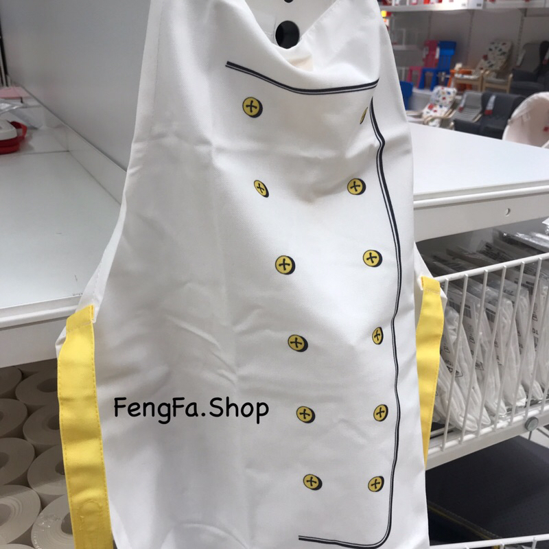 สินค้่พรีออเดอร์-pre-order-toppklocka-ท็อปคล็อคกา-ผ้ากันเปื้อน-หมวกพ่อครัวสำหรับเด็ก-สีขาว-เหลือง
