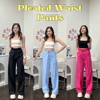 Clubcoolkid - กางเกงเอวจีบ มีสม็อค ขายาว (Pleated  waist pants)