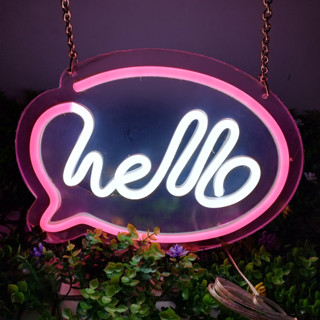 ป้ายไฟhello ป้ายไฟ LED  ป้ายไฟร้าน  ป้ายไฟวิ่ง ป้ายไฟตัวอักษร ไฟตกแต่ง ป้ายไฟนีออน