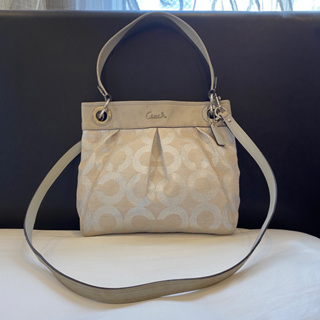 กระเป๋า Coach Ashley signature แท้100% สีครีมทองเหลือบเงิน สีอ่อนๆละมุน ของจริงสีสวย