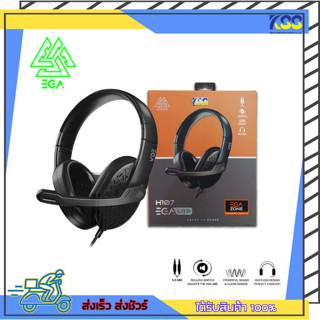 หูฟังสำหรับเล่นเกมส์ EGA Gaming Headset Jack 3.5mm*2 รุ่น H107-LITE สี ...