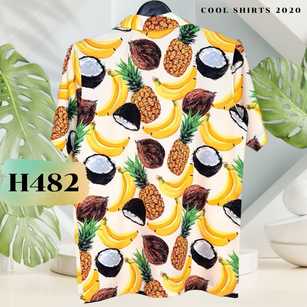 เสื้้อฮาวายพิมพ์ดิจิตอล-tropical-fruits-h482