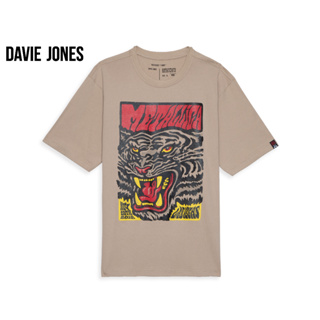 DAVIE JONES เสื้อยืดโอเวอร์ไซซ์ พิมพ์ลาย สีครีม Graphic Print Oversized T-Shirt in cream TB0321CR