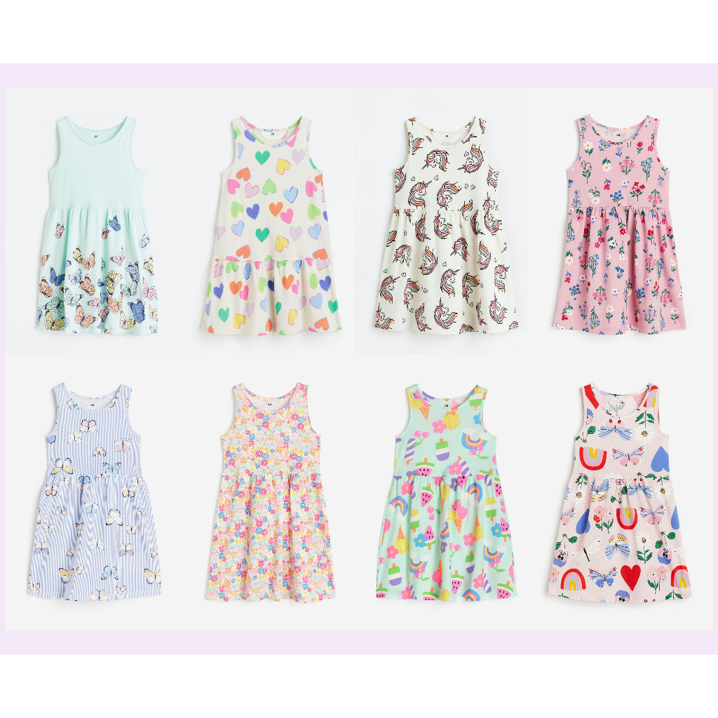 H&M ชุดเด็ก เดรสเด็กผู้หญิง เดรสแขนกุด sleeveless cotton dress ของแท้
