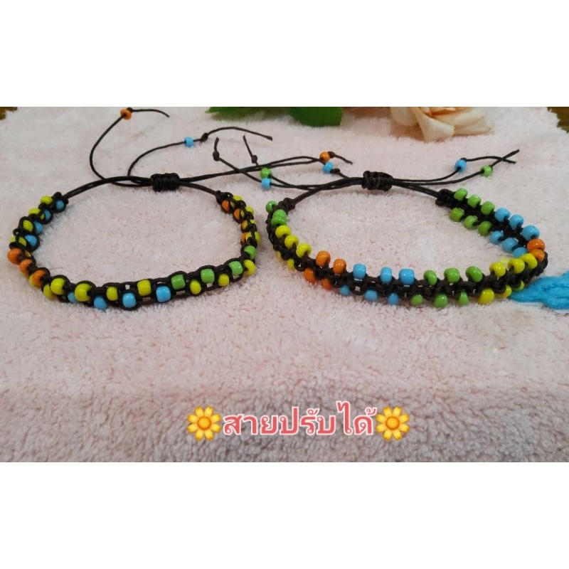 สร้อยข้อมือลูกปัด-กำไลhandmade-แบบไม่ซ้ำ-แฮนด์เมดset2สายรุ้ง