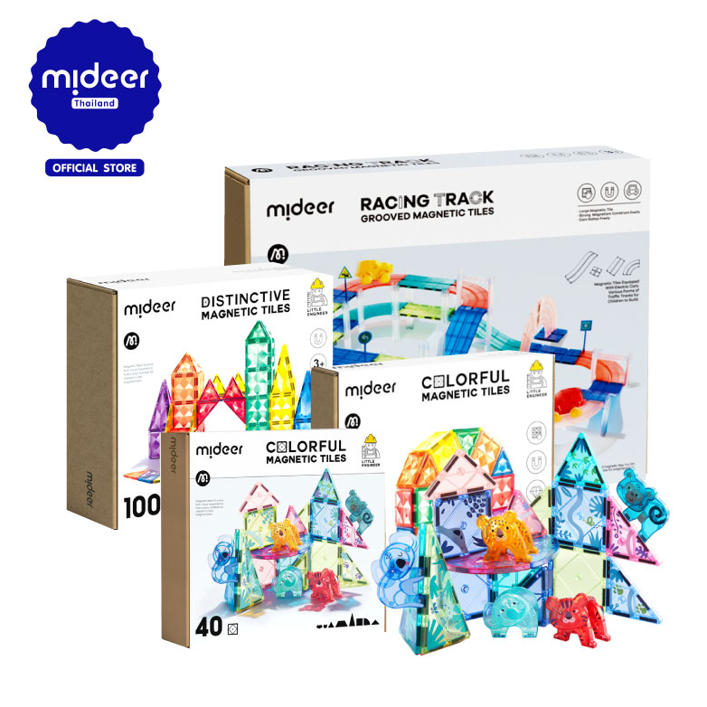 Mideer มิเดียร์ Colorful Magnetic Tiles แม่เหล็กตัวต่อสีรุ้ง MD1141 ...