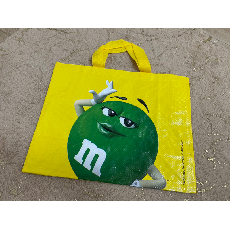 ถุงใส่ของ ผ้ากระสอบ ลาย M&amp;M bag🟢🟡 | Shopee Thailand