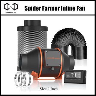 [ส่งฟรี] พัดลมดูดอากาศ Spider Farmer® 4 Inch 205CFM Inline Fan with Smart Controller, Carbon Filter &amp; Ducting Combo