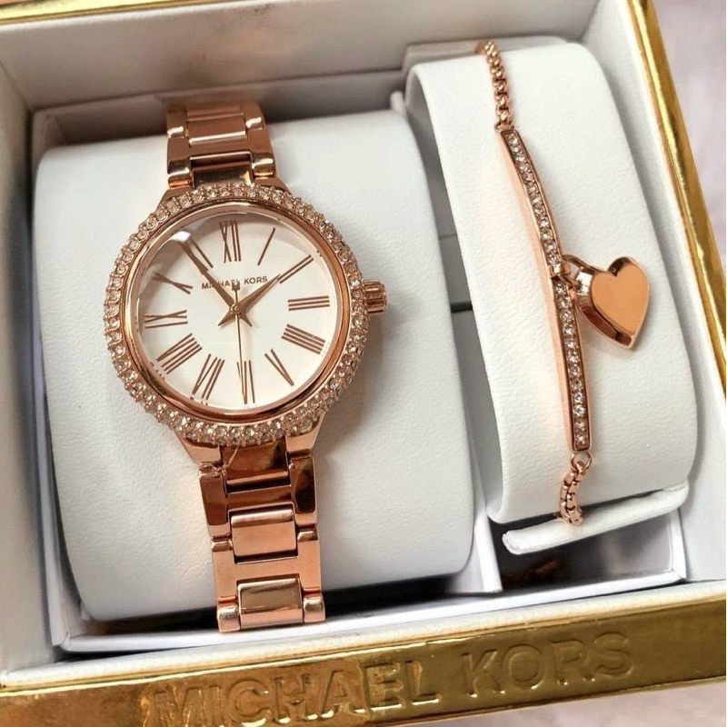 ผ่อน0-เซ็ทนาฬิกา-michael-kors-womens-taryn-rose-gold-tone-stainless-steel-watch-set-mk3858-หน้าปัด-25-มม-สร้อยข้อมือ