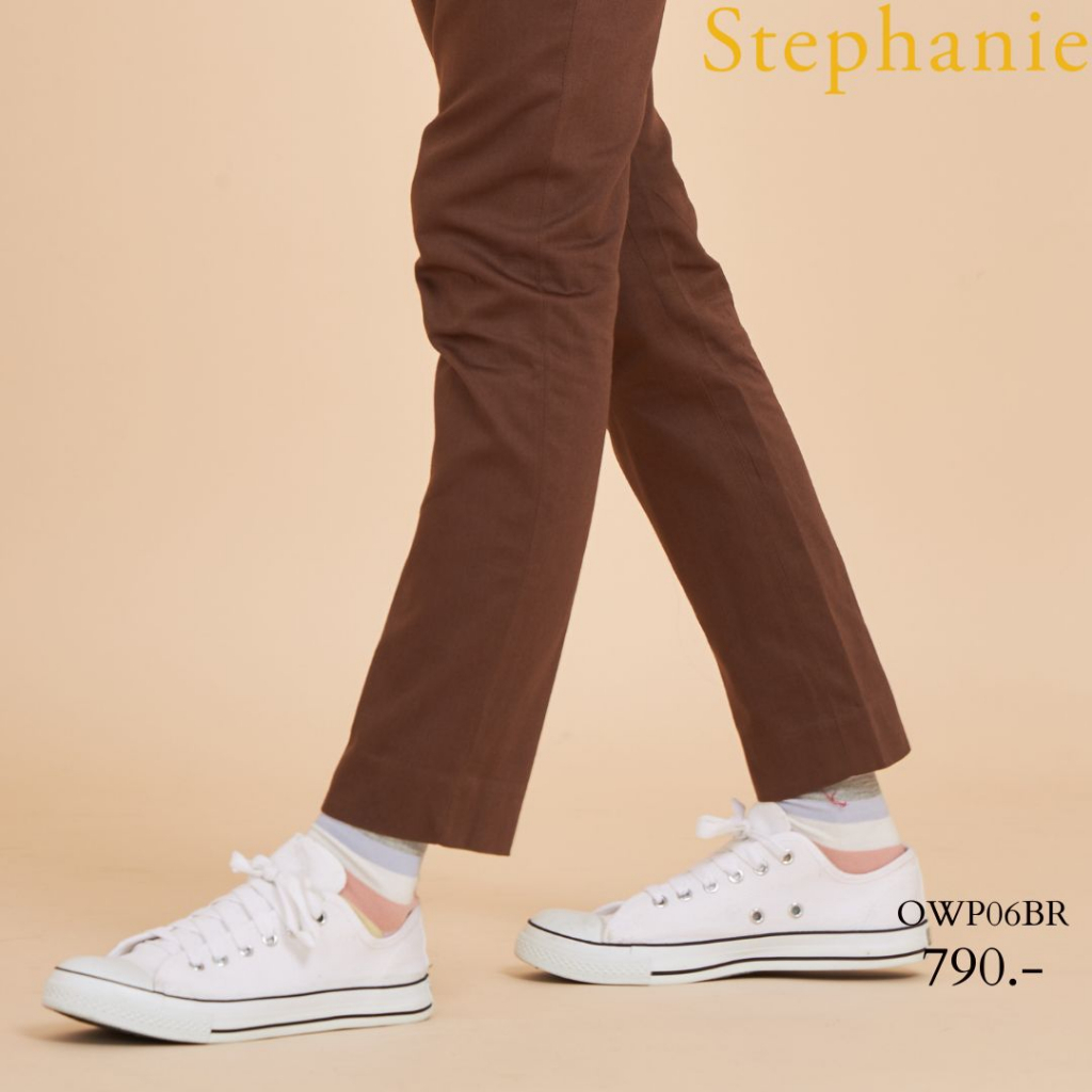 stephanie-กางขายาวสีน้ำตาล-ขาทรงกระบอก-owp06br