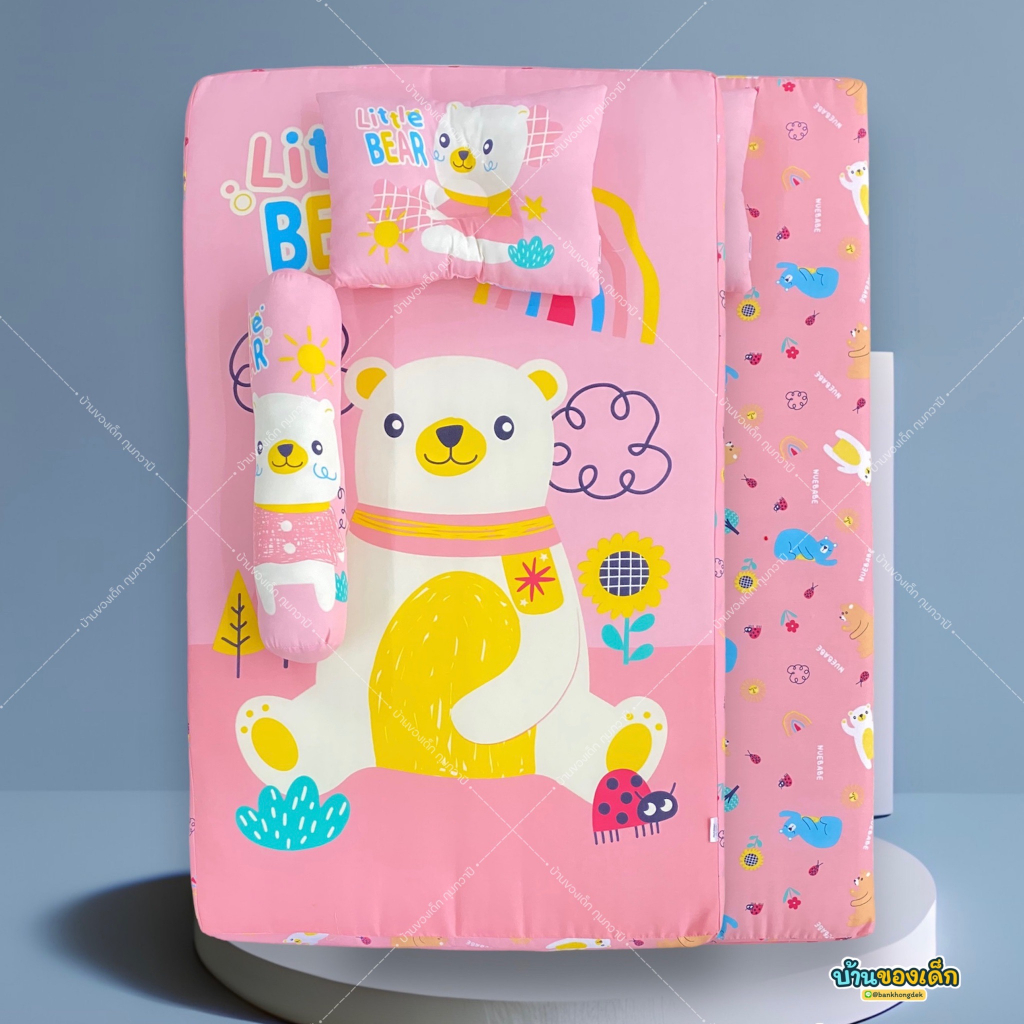 nuebabe-ชุดเบาะที่นอนเด็ก-cozy-ขนาดใหญ่-มีหมอนหลุม-หมอนข้าง-รุ่น-ca0012