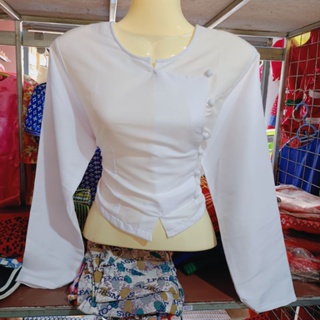 เสื้อแขนยาวสีขาวเสื้อสาวพม่าเสื้อนางอองซานซอจี