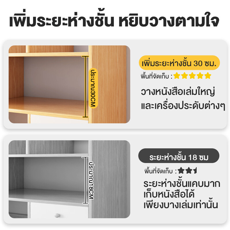 3-2ชั้น-ชั้นวางของบนโต๊ะ-ชั้นวางหนังสือไม้-สีขาว-ชั้นวางของพร้อมลิ้นชัก-ชั้นวางของอเนกประสงค์-103x17x80cm-shelf-rack