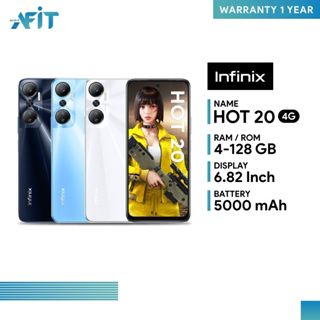 Infinix Hot 20 4G (4+128GB) สมาร์ทโฟนจอ 6.82 นิ้ว แบตเตอรี่ 5000 mAh กล้องดิจิตอล 50MP // ประกันศูนย์ไทย 1 ปี