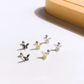 earika.earrings - mini gem nabi piercing จิวหูผีเสื้อเงินแท้ (ราคาต่อชิ้น) (มีให้เลือก 3 สี) สำหรับผิวแพ้ง่าย