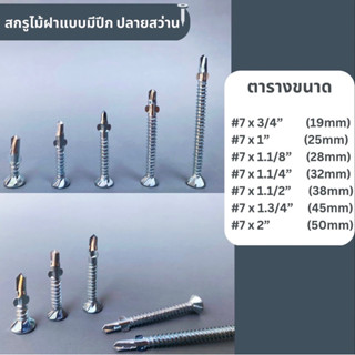 (ยกกล่อง500ตัว) สกรูยิงไม้ฝาหัวจม ปลายสว่านมีปีก / ไม่มีปีก สกรูปลายสว่านยึดไม้ฝา