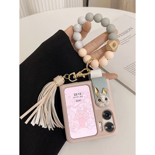 เคส Oppo Find N2 Flip เคสทูโทนแต่งน้องกระต่าย🐰มีสายคล้องแต่งพู่ น่ารัก💓