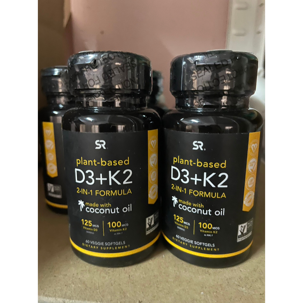 Sports Research Vitamin D3 + K2 with 5000iu of Plant-Based D3 & 100mcg ...