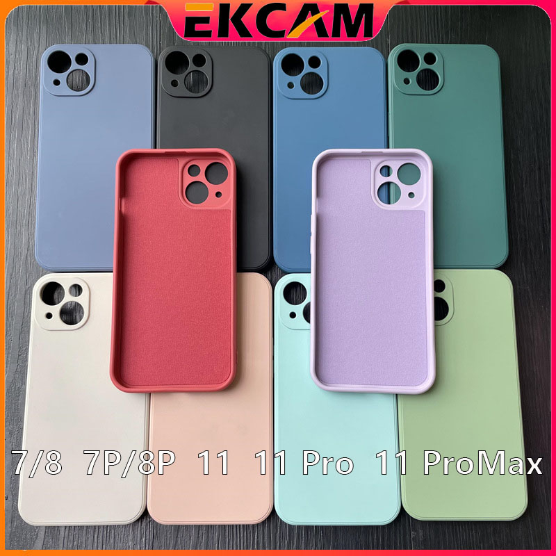 ekcam-เคสใช้สำหรับไอโฟน-เคสซิลิโคน-ใช้สำหรับ-phone-11-11pro-11promax-7พลัส-8พลัส-ลบรอยได้-เคสกำมะหยี่โลโก้-กำมะหยี่