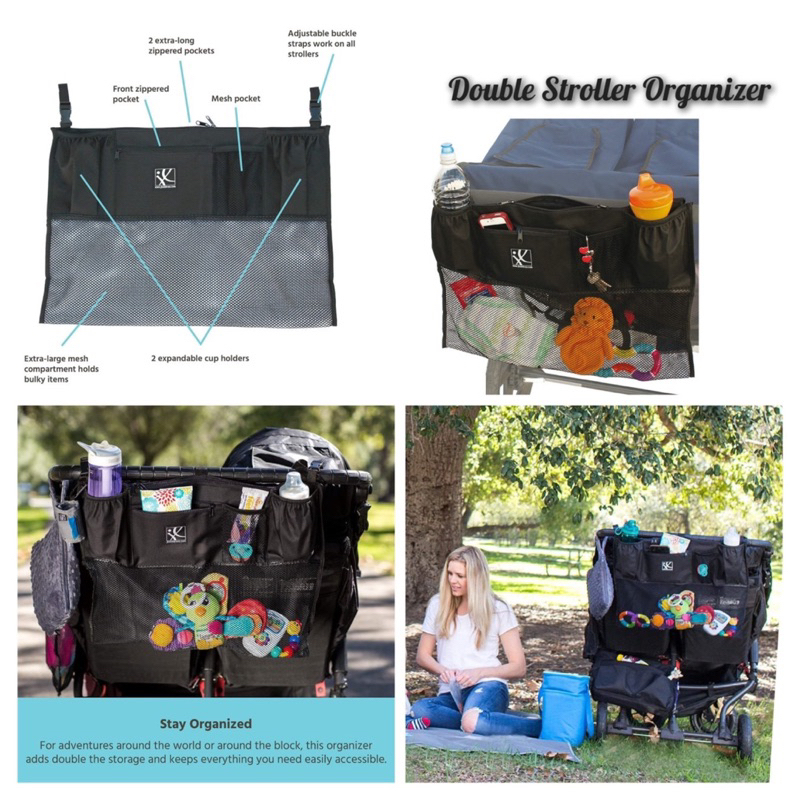 กระเป๋าจัดระเบียบรถเข็นเด็กแบบ-2-ที่นั่ง-ยี่ห้อ-double-cargo-double-stroller-organizer