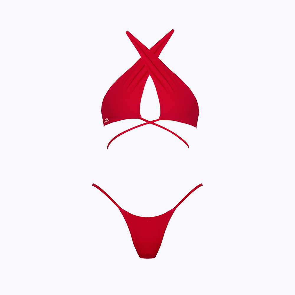 angelys-balek-ชุดว่ายน้ำ-cross-neck-wrap-front-bikini-swimsuit-รุ่นss23sw00108704-สีแดง