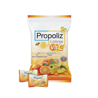 Propoliz Lozenge Vit.C โพรโพลิซ ชนิดเม็ดอม Vitamin C ยาอมน้ำผึ้ง มะนาว ขิง วิตามินซี มะขามป้อม 8 เม็ด/ซอง 1 ซอง