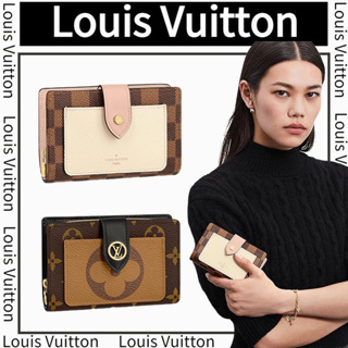 หลุยส์วิตตอง กระเป๋าใส่เหรียญแบบสั้น Louis Vuitton/ ที่ใส่นามบัตร/กระเป๋าสุภาพสตรี/หนังทั้งใบพิมพ์ลายเข้ากัน