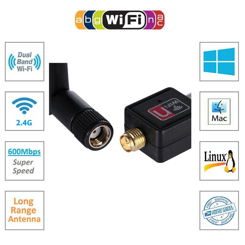 usb-wifi-สำหรับคอมพิวเตอร์-โน้ตบุ๊ค-แล็ปท็อป-ตัวรับสัญญาณไวไฟ-แบบมีเสาอากาศ-รับไวไฟ-เสาไวไฟความเร็วสูง-2dbi-600mbps-802