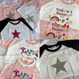 เสื้อครอปBaby Tee  Two tone ผ้าSuperSoff