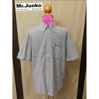 Mr.Junko Brand_2nd hand เสื้อเชิ้ตแขนสั้นลายทาง 💯% COTTON/ Size L/ Made in​ China​🇨🇳​/ แท้มือสองกระสอบนำเข้า​