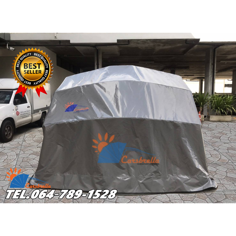 เต๊นท์สำหรับจอดรถจอดรถสำเร็จรูป-carsbrella-รุ่น-halfmoon-size-s-m-l-xl-สำหรับรถทุกขนาด-เปิดปิดด้วยโช๊คอัพ