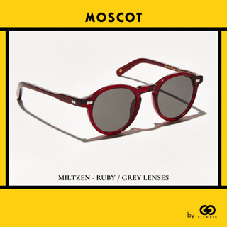 MOSCOT แว่นกันแดด มอสคอต รุ่น MILTZEN สีกรอบ RUBY สีเลนส์ GREY ไซซ์ 49 ของแท้ มีประกัน