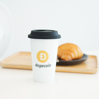 แก้วเซรามิค 🔥พร้อมส่ง🔥 ลาย Dogecoin แก้วเซรามิคทรงสูงพร้อมฝาปิด